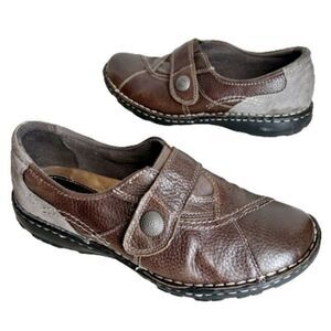 Earth Origins Shoes 9 W Brown Leather Comfort Flats Slip On Loafers